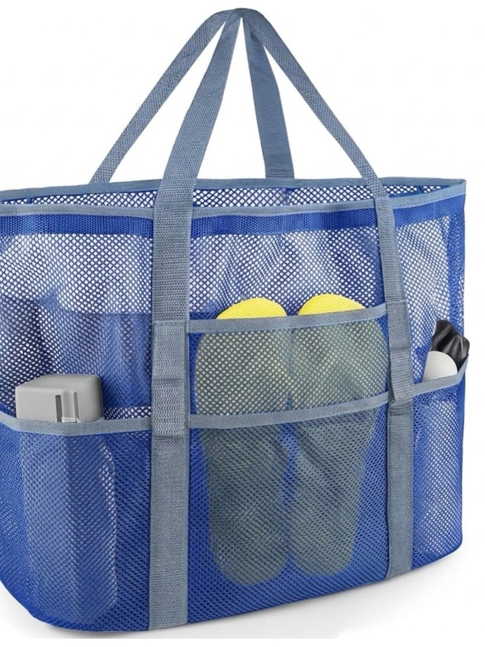 Blue Mesh & Canvas Tote Bag  - Durable Everyday Carry